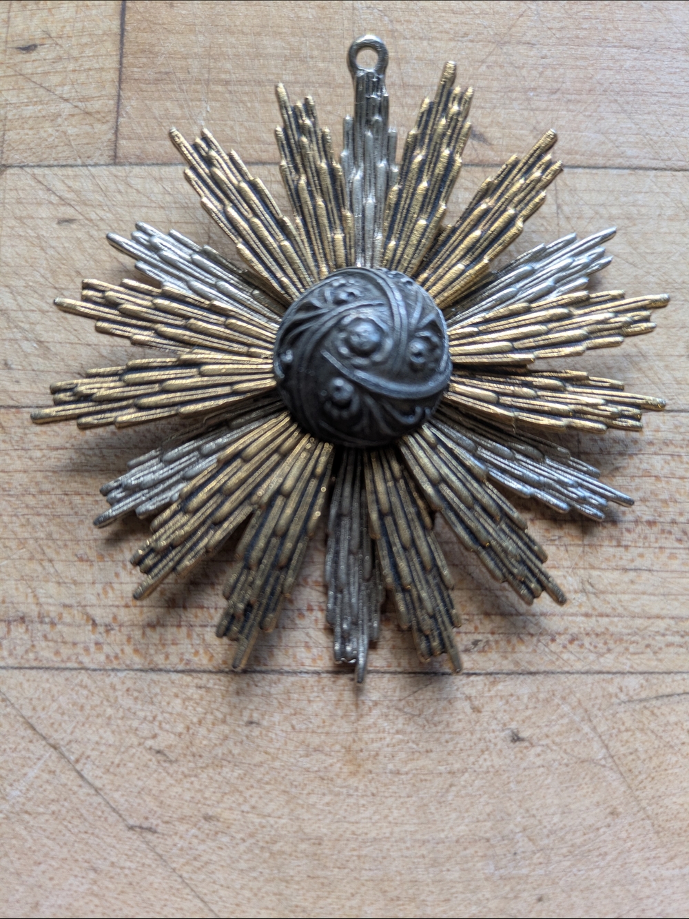 Vintage Gold and Silver Tones Radiant Starburst Pendant